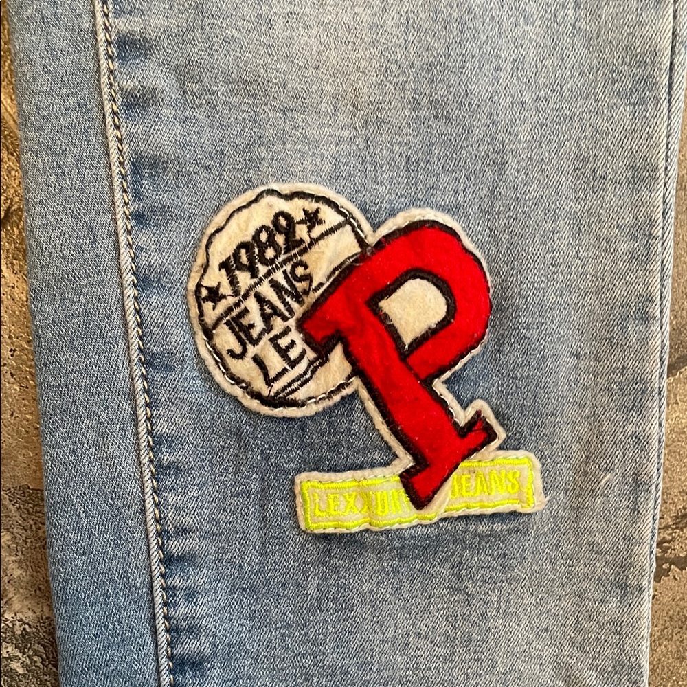 LEXXURY Patch Button-fly Skinny Urban Maximalism Grunge Streetwear Fun Jeans - Picture 8 of 16